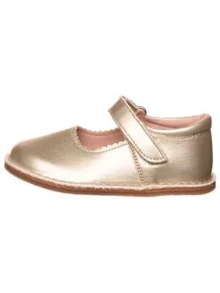 Leder-Barfuß-Ballerinas in Gold