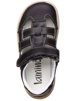 Leder-Barfuß-Halbsandalen in Dunkelblau