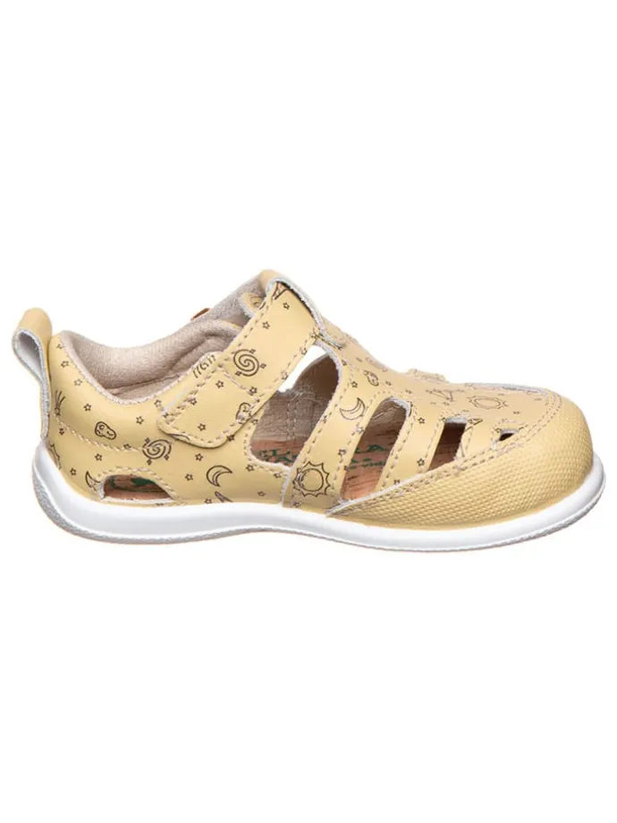 Leder-Barfußhalbsandalen in Gelb