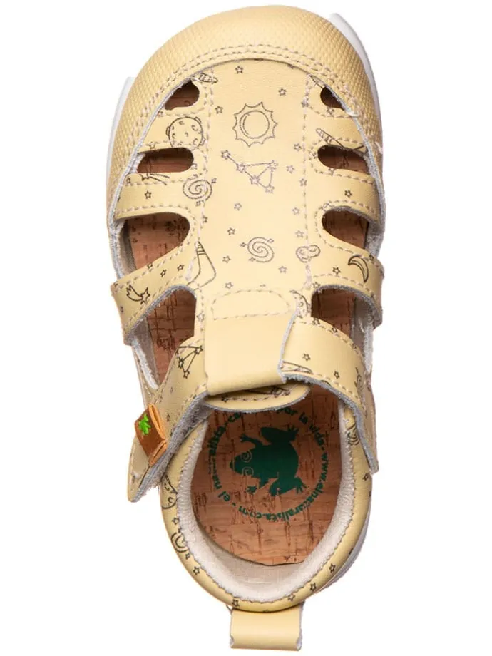 Leder-Barfußhalbsandalen in Gelb