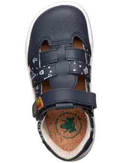 Leder-Barfußhalbsandalen in Dunkelblau