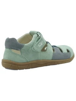 Leder-Barfuß-Halbsandalen in Türkis