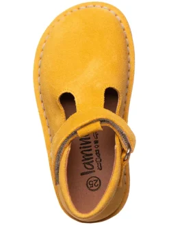 Leder-Barfuß-Halbsandalen in Gelb