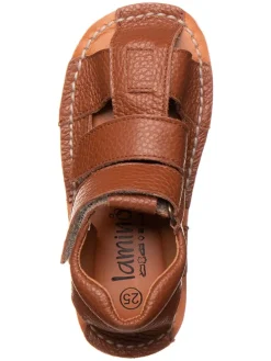 Leder-Barfußsandalen in Hellbraun