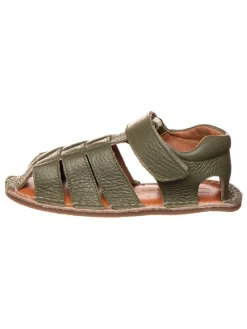 Leder-Barfußsandalen in Khaki