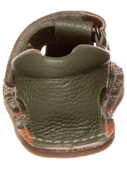 Leder-Barfußsandalen in Khaki