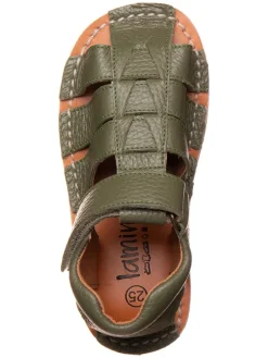 Leder-Barfußsandalen in Khaki