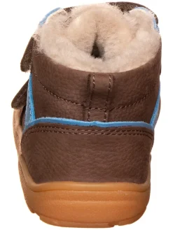 Leder-Barfußschuhe in Braun/ Hellblau