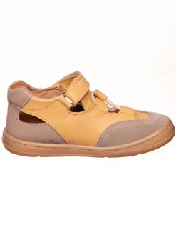 Leder-Barfußschuhe in Hellbraun/ Beige