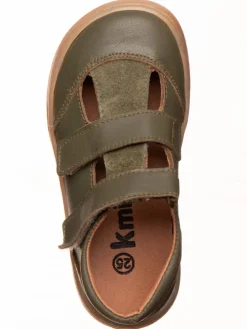 Leder-Barfußschuhe in Khaki