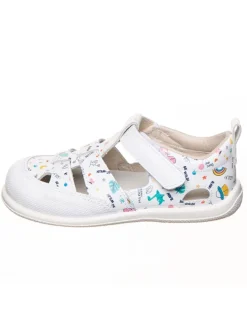 Leder-Barfußschuhe in Weiß/ Bunt