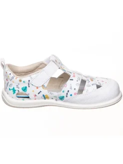 Leder-Barfußschuhe in Weiß/ Bunt