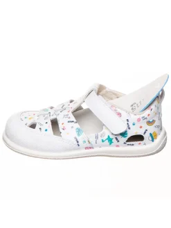 Leder-Barfußschuhe in Weiß/ Bunt