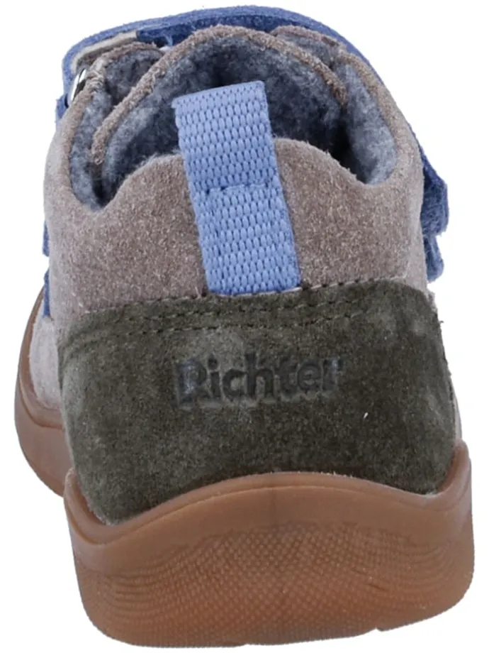 Leder-Barfußschuhe "Samy" in Grau/ Hellblau