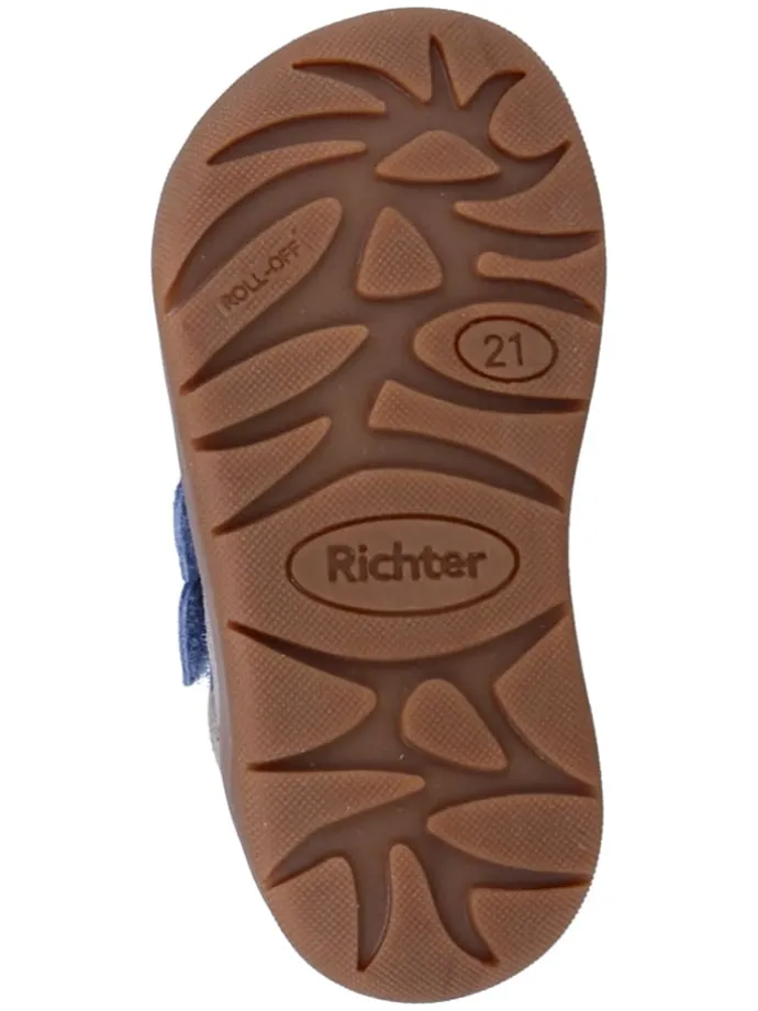 Leder-Barfußschuhe "Samy" in Grau/ Hellblau