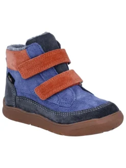 Leder-Barfußschuhe "Samy" in Blau/ Orange