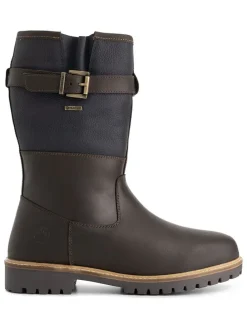 Leder-Boots "Fjaere" in Braun/ Dunkelblau