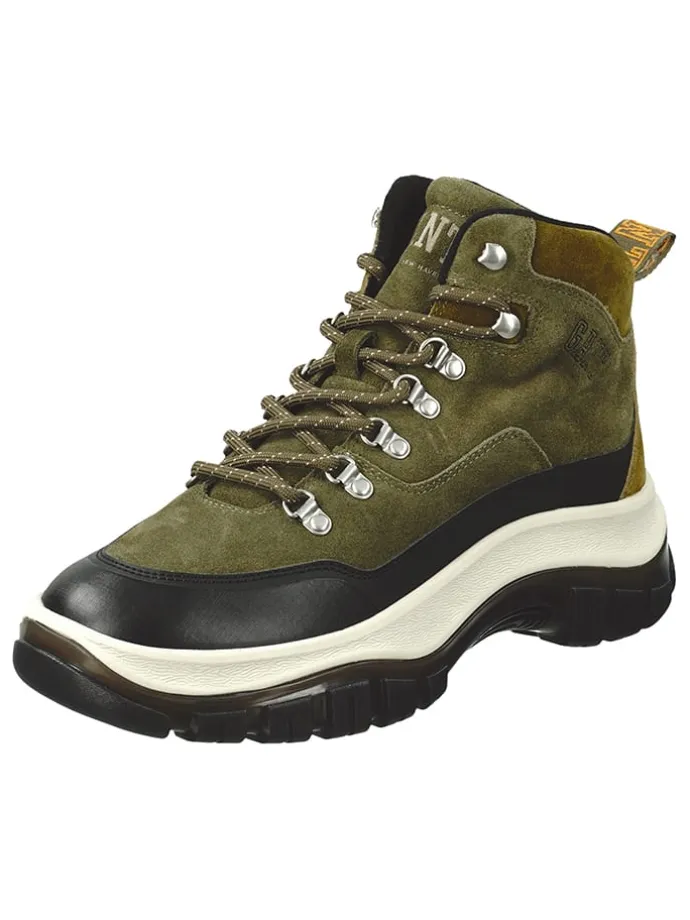 Leder-Boots "Hillark" in Grün/ Schwarz/ Weiß