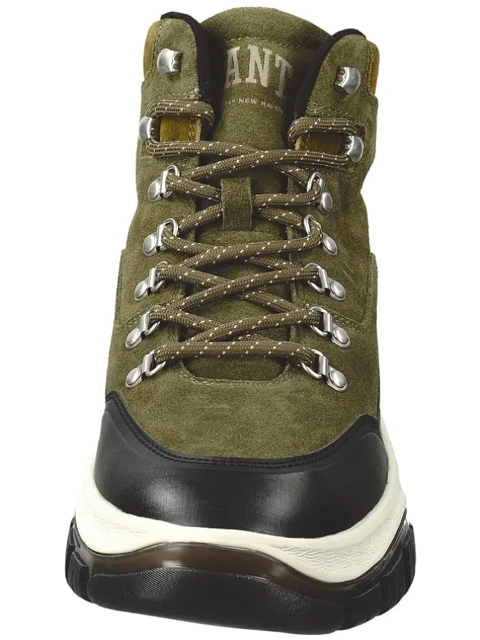 Leder-Boots "Hillark" in Grün/ Schwarz/ Weiß