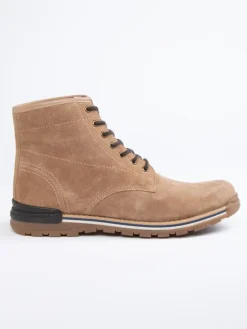 Leder-Boots in Beige