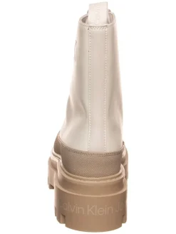 Leder-Boots in Beige/ Creme