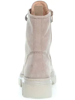 Leder-Boots in Beige/ Grau