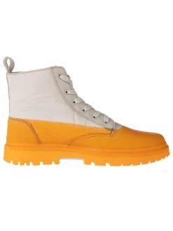 Leder-Boots in Beige/ Orange