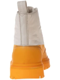 Leder-Boots in Beige/ Orange