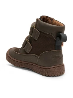 Leder-Boots in Braun/ Anthrazit