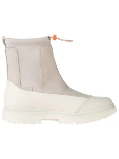 Leder-Boots in Creme/ Beige