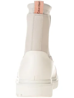 Leder-Boots in Creme/ Beige