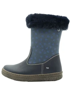 Leder-Boots in Dunkelblau