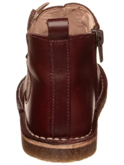 Leder-Boots in Dunkelbraun/ Gold