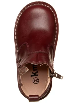 Leder-Boots in Dunkelbraun/ Gold