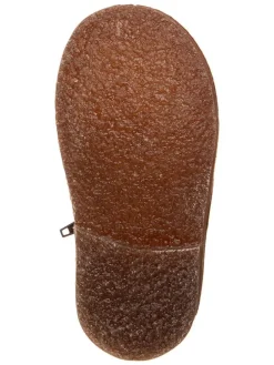 Leder-Boots in Dunkelbraun/ Gold