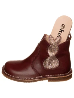 Leder-Boots in Dunkelbraun/ Gold