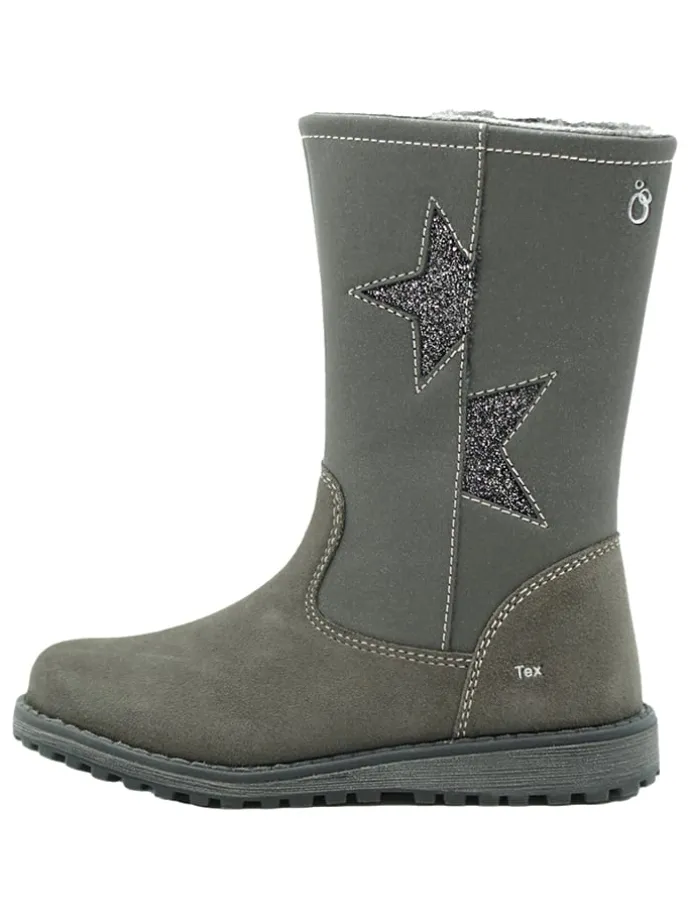 Leder-Boots in Grau