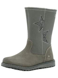 Leder-Boots in Grau