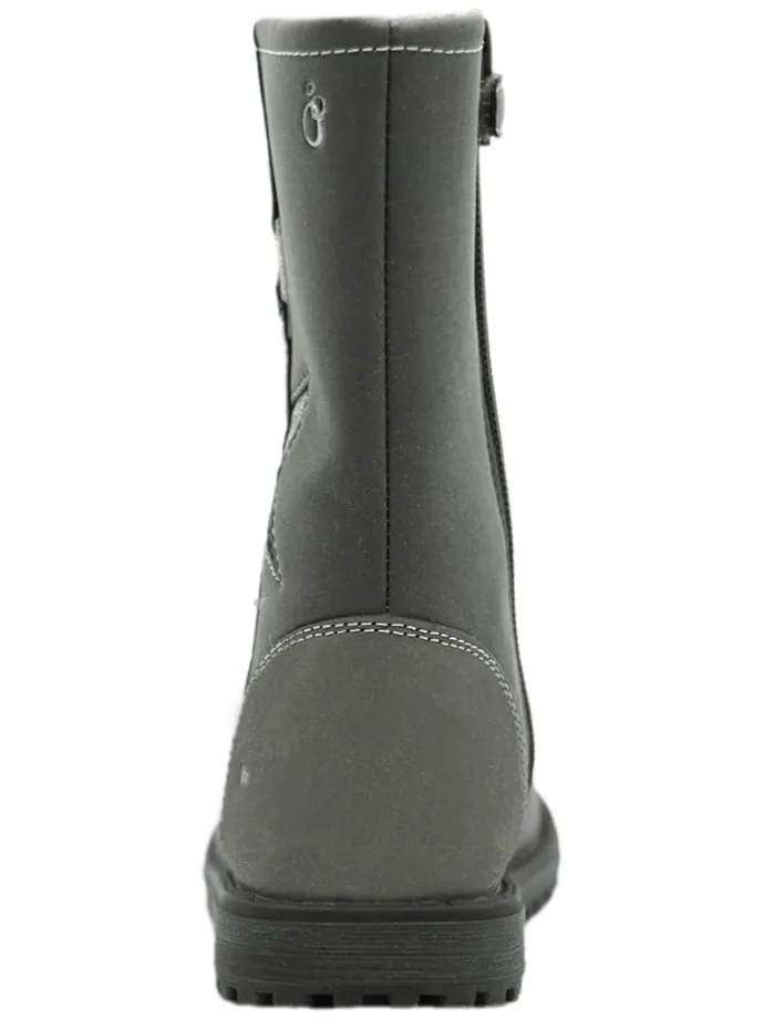 Leder-Boots in Grau