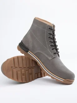 Leder-Boots in Grau