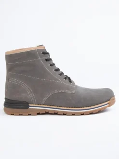 Leder-Boots in Grau