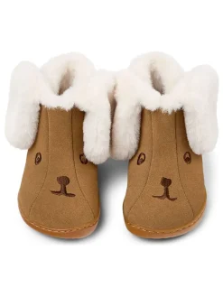 Leder-Boots in Hellbraun/ Creme