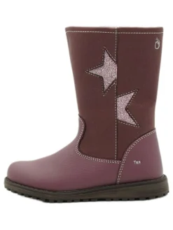 Leder-Boots in Lila