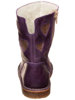 Leder-Boots in Lila/ Gold