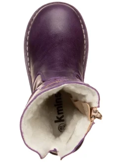 Leder-Boots in Lila/ Gold