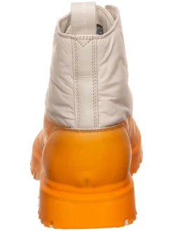 Leder-Boots in Orange/ Beige