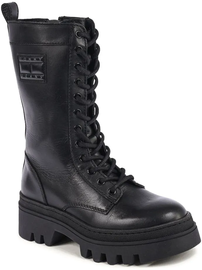 Leder-Boots in Schwarz