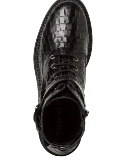 Leder-Boots in Schwarz