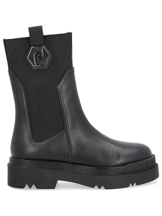 Leder-Boots in Schwarz