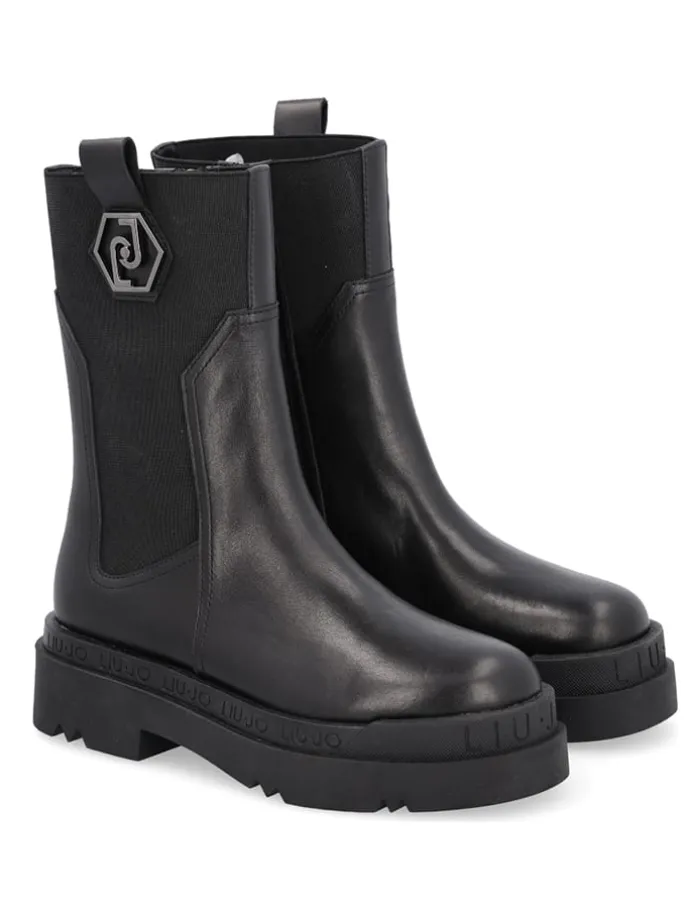 Leder-Boots in Schwarz